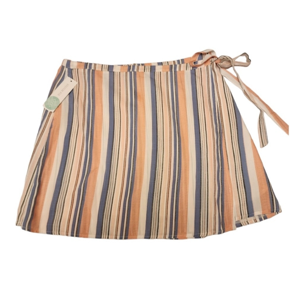 NWT Anthropologie Sadie & Sage Striped Skirt Size L White Orange Blue